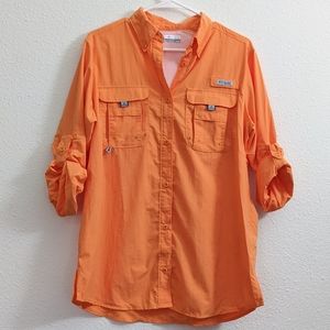 Orange Columbia Long Sleeve Button Down